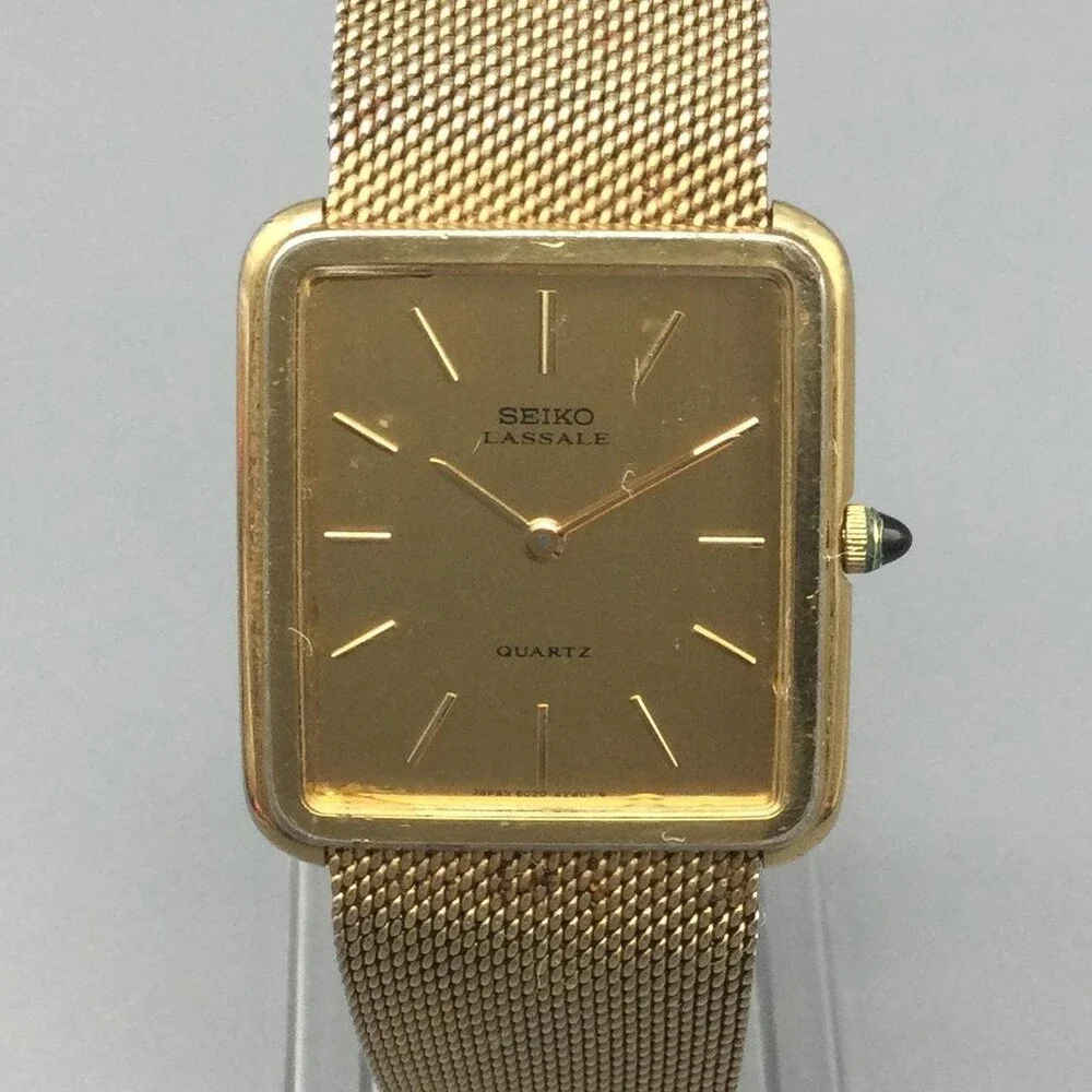 Vintage Seiko Lassale Womens Watch 29mm Gold Tone 6020-5039 7.25